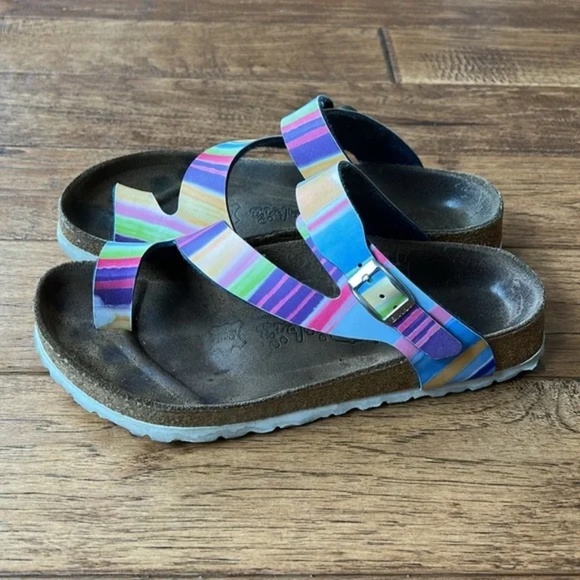Birkenstock Birki’s Sandals Multicolor Rainbow Stripe Womens Size 5 - Picture 5 of 10